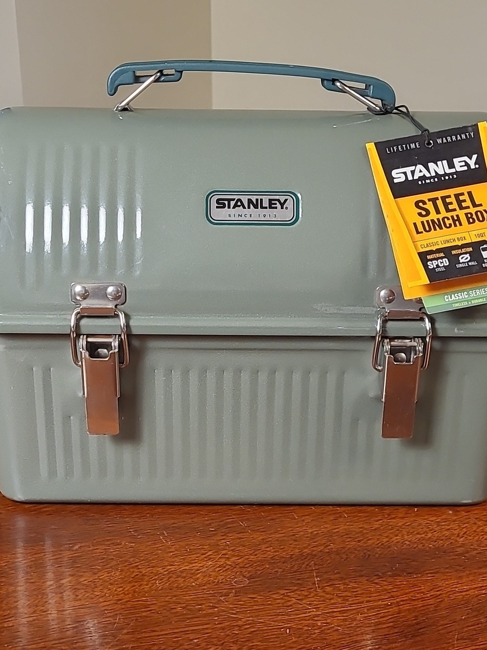 Stanley Classic Steel Lunch Box - Hammertone Green With Tags, Imperfections